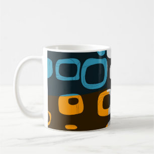 Blau, Orange, Grau Retro Abstrakte Tasse