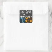 Blau, Orange, Gray Retro Abstrakt Art Stickers (Tasche)