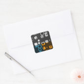 Blau, Orange, Gray Retro Abstrakt Art Stickers (Umschlag)