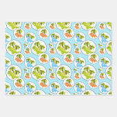 Blau, orange, grüne Koordination von Dinosaurier Geschenkpapier Set (Vorderseite 3)