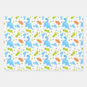 Blau, orange, grüne Koordination von Dinosaurier Geschenkpapier Set (Vorderseite)