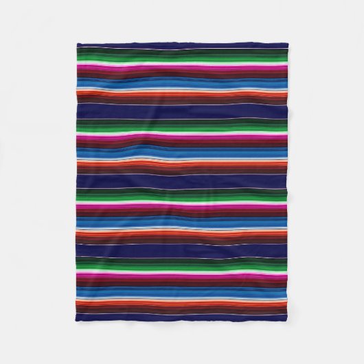 Blau, Orange, Hot Pink, grüne mexikanische Sarapie Fleecedecke (Vorderseite)