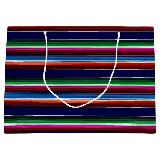 Blau, Orange, Hot Pink, grüne mexikanische Sarapie Große Geschenktüte (Vorderseite)