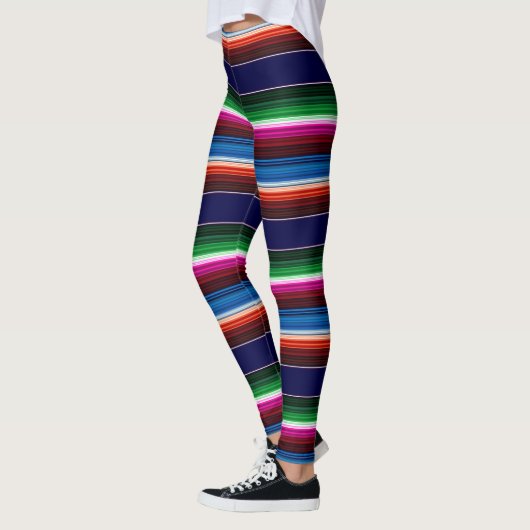 Blau, Orange, Hot Pink, grüne mexikanische Sarapie Leggings (Links)