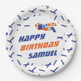 Blau, orange Kunst Krieg glücklich Geburtstag, jed Pappteller