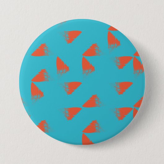 Blau, orange, lebhaft, trendig geometrisch button (Vorderseite)