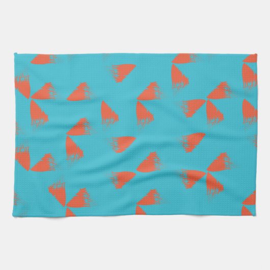 Blau, orange, lebhaft, trendig geometrisch geschirrtuch (Horizontal)