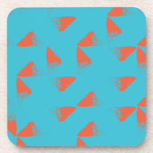 Blau, orange, lebhaft, trendig geometrisch getränkeuntersetzer