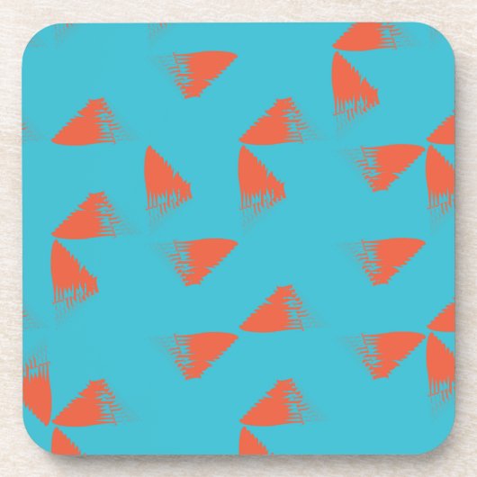 Blau, orange, lebhaft, trendig geometrisch getränkeuntersetzer (Vorderseite)