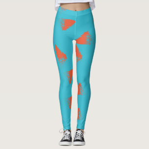 Blau, orange, lebhaft, trendig geometrisch leggings