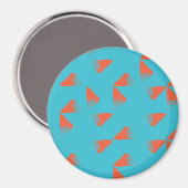 Blau, orange, lebhaft, trendig geometrisch magnet (Vorderseite/Rückseite)