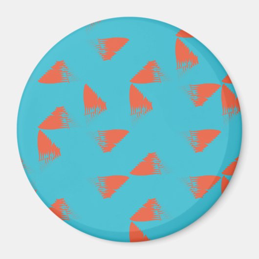 Blau, orange, lebhaft, trendig geometrisch magnet (Vorne)