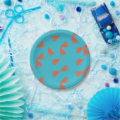 Blau, orange, lebhaft, trendig geometrisch pappteller (Party)