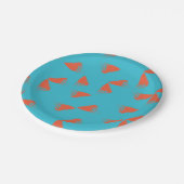 Blau, orange, lebhaft, trendig geometrisch pappteller (Schrägansicht)