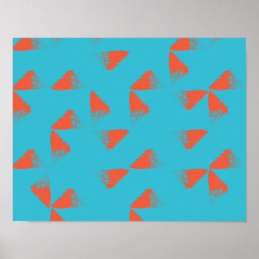 Blau, orange, lebhaft, trendig geometrisch poster (Vorne)