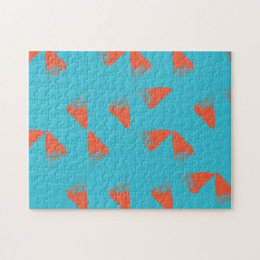 Blau, orange, lebhaft, trendig geometrisch puzzle (Horizontal)