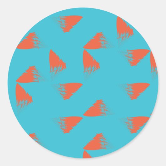 Blau, orange, lebhaft, trendig geometrisch runder aufkleber (Vorderseite)