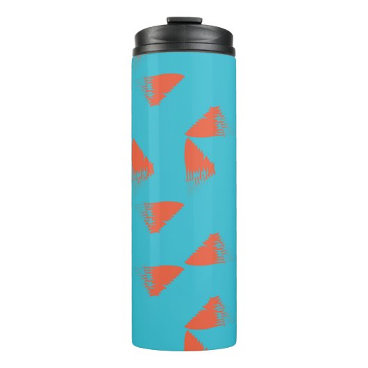Blau, orange, lebhaft, trendig geometrisch thermosbecher (Vorderseite)