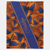 Blau-Orange-Mannschaft färbt Girl-Basketball-Muste Fleecedecke (Vorderseite)