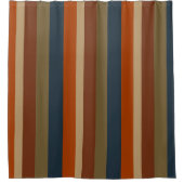 Blau, Orange, Oliven und Sandstreifen Duschvorhang (Vorderseite)
