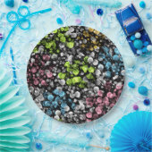 Blau Orange Pink Lime Green Polka Dots Muster Pappteller (Party)