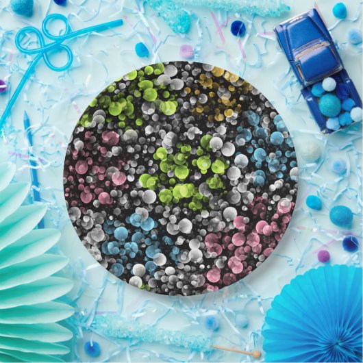 Blau Orange Pink Lime Green Polka Dots Muster Pappteller (Party)