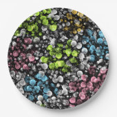 Blau Orange Pink Lime Green Polka Dots Muster Pappteller (Vorderseite)