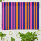 Blau Orange Pink Vertikale Streifen Design Geschirrtuch (Gefaltet)