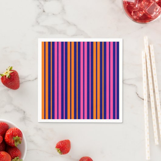 Blau Orange Pink Vertikale Streifen Design Serviette (Beispiel)