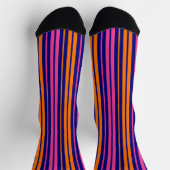 Blau Orange Pink Vertikale Streifen Design   Socken (Oben)