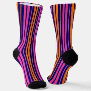 Blau Orange Pink Vertikale Streifen Design Socken