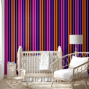 Blau Orange Pink Vertikale Streifen Design   Tapete
