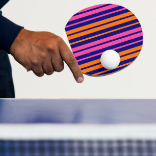 Blau Orange Pink Vertikale Streifen Design Tischtennis Schläger