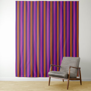 Blau Orange Pink Vertikale Streifen Design   Wandteppich