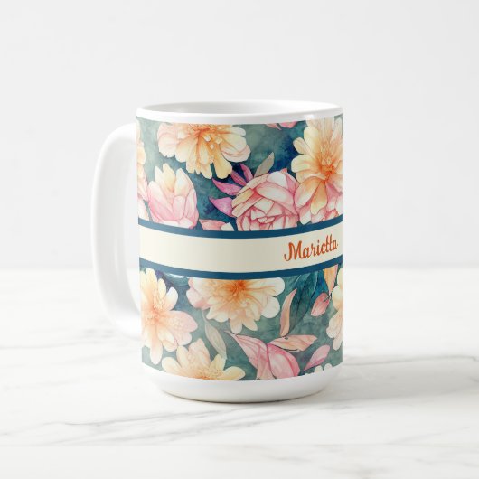 Blau, orange, rot, Aquarellfarben Personalisiert Kaffeetasse (Vorderseite Links)