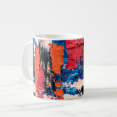 Blau, Orange, Rot und Schwarz Kaffeetasse (Vorderseite Links)