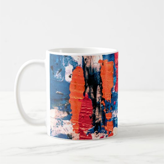 Blau, Orange, Rot und Schwarz Kaffeetasse (Links)