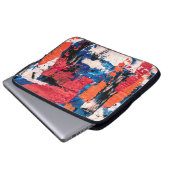 Blau, Orange, Rot und Schwarz Laptopschutzhülle (Vorne Knopf)