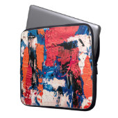 Blau, Orange, Rot und Schwarz Laptopschutzhülle (Vorderseite Links)