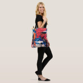 Blau, Orange, Rot und Schwarz Tasche (Am Model)