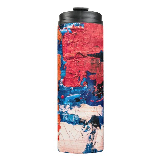 Blau, Orange, Rot und Schwarz Thermosbecher (Vorderseite)