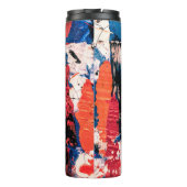 Blau, Orange, Rot und Schwarz Thermosbecher (Rückseite)