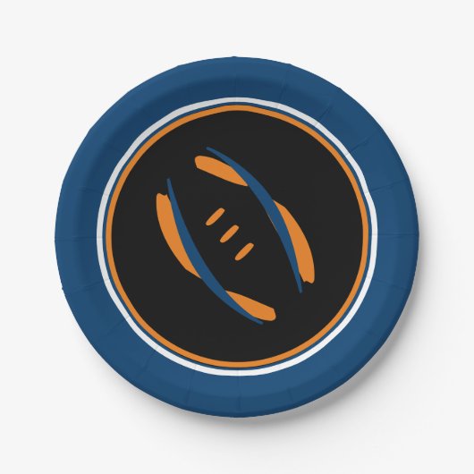 Blau/orange/Schwarzer Fußball 7 Zoll Teller (Vorderseite)