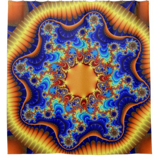 Blau, orange und gelb duschvorhang (Vorderseite)