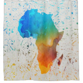 Blau, Orange und grüne Wasserfarben Afrika Duschvorhang (Vorderseite)