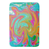 Blau, orange und scharf rosa Groovy Abstrakt Retro Badematte (Vorderseite Vertikal)