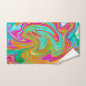 Blau, orange und scharf rosa Groovy Abstrakt Retro Badhandtuch Set (Handtuch)