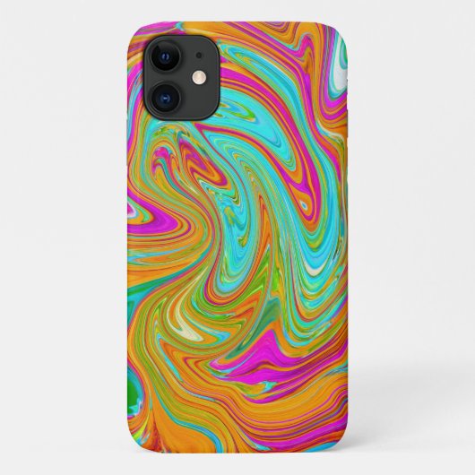 Blau, orange und scharf rosa Groovy Abstrakt Retro Case-Mate iPhone Hülle (Rückseite)