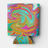 Blau, orange und scharf rosa Groovy Abstrakt Retro Dosenkühler (Vorderseite)