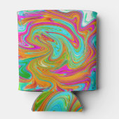 Blau, orange und scharf rosa Groovy Abstrakt Retro Dosenkühler (Rückseite)